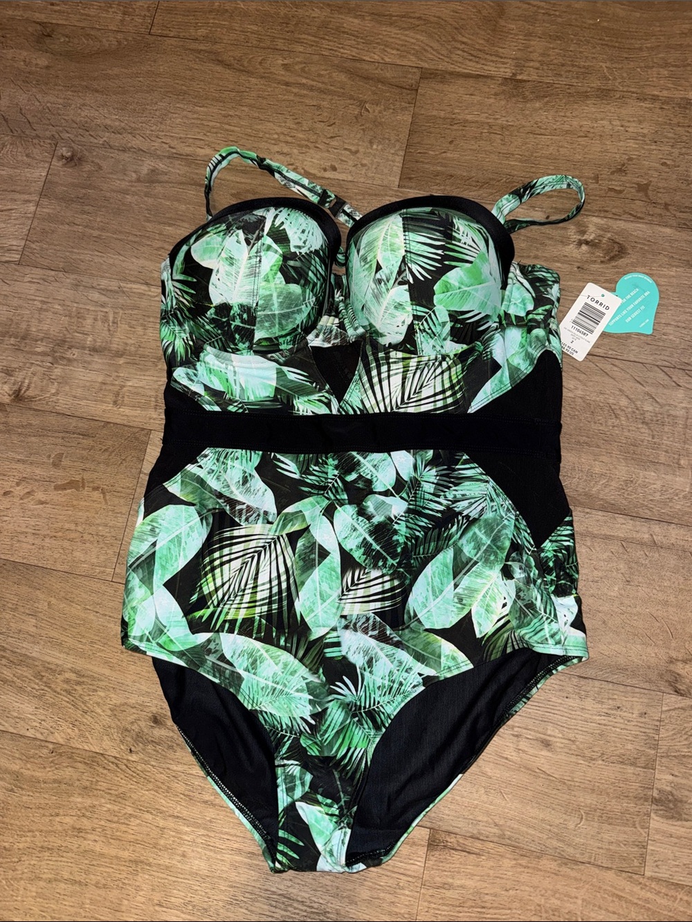 torrid Black & Green Tropical Leaf One-Piece Swimsuit